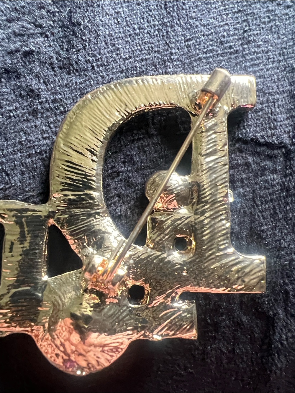 Dior Gold-tone Crystal 'Di' Logo Brooch with Clear Rhinestones - Picture 7 of 7
